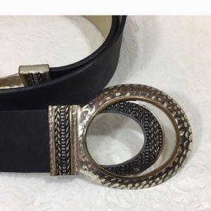 Chico's Black Genuine Leather Adjustable Belt Size small